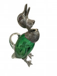 Silver Plated Duck Claret Jug - Circa 1990 - Green / Emerald Glass