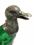Silver Plated Duck Claret Jug - Circa 1990 - Green / Emerald Glass