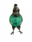 Silver Plated mounted on Green glass decanter, in the form of a Parrot / Cockatoo - Circa 1990 - Liqueur Jug