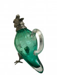 Silver Plated mounted on Green glass decanter, in the form of a Parrot / Cockatoo - Circa 1990 - Liqueur Jug