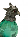 Silver Plated mounted on Green glass decanter, in the form of a Parrot / Cockatoo - Circa 1990 - Liqueur Jug