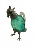 Silver Plated mounted on Green glass decanter, in the form of a Parrot / Cockatoo - Circa 1990 - Liqueur Jug