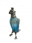 Victorian Style Silver Plated Standing Parrot / Cockatoo Claret Jug with light blue Glass Body