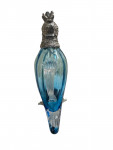 Victorian Style Silver Plated Standing Parrot / Cockatoo Claret Jug with light blue Glass Body