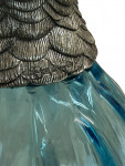 Victorian Style Silver Plated Standing Parrot / Cockatoo Claret Jug with light blue Glass Body