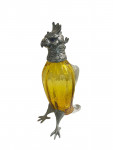 Victorian Style Silver Plated Standing Parrot / Cockatoo Claret Jug with Gold / Yellow Glass Body