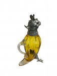 Victorian Style Silver Plated Standing Parrot / Cockatoo Claret Jug with Gold / Yellow Glass Body
