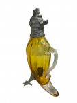 Victorian Style Silver Plated Standing Parrot / Cockatoo Claret Jug with Gold / Yellow Glass Body
