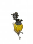 Victorian Style Silver Plated Standing Parrot / Cockatoo Claret Jug with Gold / Yellow Glass Body