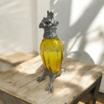 Victorian Style Silver Plated Standing Parrot / Cockatoo Claret Jug with Gold / Yellow Glass Body
