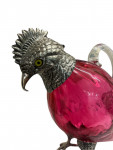 Silver Plated mounted on cranberry glass decanter, in the form of a Parrot / Cockatoo - Circa 1990 - Liqueur Jug