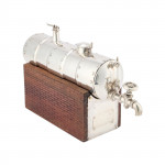 A CONTINENTAL SILVER NOVELTY DECANTER
CIRCA 1900 IN THE FORM OF A STEAM ENGINE