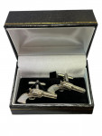 Pair of Sterling Silver & Mother of Pearl (MOP) Pistol Cufflinks