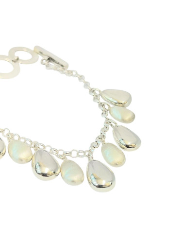 Solid Silver Polished & Brushed  Pebble Bracelet