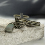 Pair of Sterling Silver & Mother of Pearl (MOP) Pistol Cufflinks