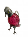 Silver Plated mounted on Cranberry glass decanter, in the form of a Parrot / Cockatoo - Circa 1990