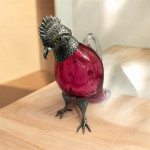 Silver Plated mounted on Cranberry glass decanter, in the form of a Parrot / Cockatoo - Circa 1990