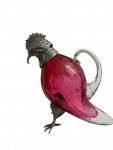 Silver Plated mounted on Cranberry glass decanter, in the form of a Parrot / Cockatoo - Circa 1990