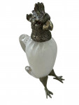 Victorian Style Silver Plated Standing Parrot / Cockatoo Claret Jug with White Glass Body