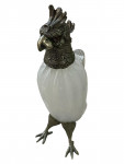 Victorian Style Silver Plated Standing Parrot / Cockatoo Claret Jug with White Glass Body
