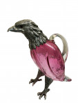 Victorian style silver plated claret jug in the form of a standing eagle (red / cranberry glass)