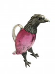 Victorian style silver plated claret jug in the form of a standing eagle (red / cranberry glass)