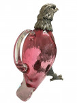 Victorian style silver plated claret jug in the form of a standing eagle (red / cranberry glass)