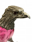 Victorian style silver plated claret jug in the form of a standing eagle (red / cranberry glass)