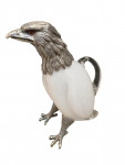 Victorian style silver plated claret jug in the form of a standing eagle (White glass)