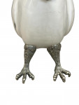Victorian style silver plated claret jug in the form of a standing eagle (White glass)