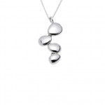 Solid Silver Polished 4 Pebble Pendant on a Chain