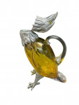 Victorian style silver plated claret jug in the form of a standing eagle (gold / yellow glass)