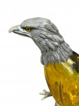 Victorian style silver plated claret jug in the form of a standing eagle (gold / yellow glass)