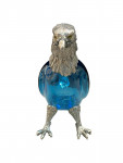 Victorian style silver plated claret jug in the form of a standing eagle (Blue glass)