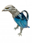 Victorian style silver plated claret jug in the form of a standing eagle (Blue glass)