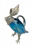 Victorian style silver plated claret jug in the form of a standing eagle (Blue glass)