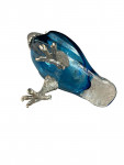 Victorian style silver plated claret jug in the form of a standing eagle (Blue glass)