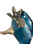 Victorian style silver plated claret jug in the form of a standing eagle (Blue glass)