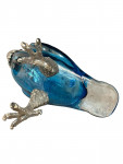 Victorian style silver plated claret jug in the form of a standing eagle (Blue glass)