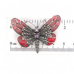 Sterling Silver Art Nouveau Style Butterfly Brooch  With Amethyst Enamel And Marcasite.