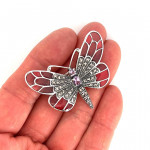Sterling Silver Art Nouveau Style Butterfly Brooch  With Amethyst Enamel And Marcasite.