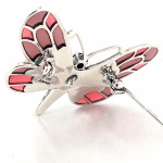 Sterling Silver Art Nouveau Style Butterfly Brooch  With Amethyst Enamel And Marcasite.