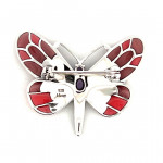 Sterling Silver Art Nouveau Style Butterfly Brooch  With Amethyst Enamel And Marcasite.