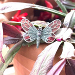 Sterling Silver Art Nouveau Style Butterfly Brooch  With Amethyst Enamel And Marcasite.