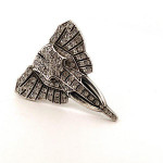 Sterling Silver Elephant Pin Brooch With Crystals