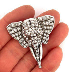Sterling Silver Elephant Pin Brooch With Crystals