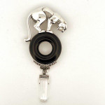 Sterling Silver Panther Brooch Art Deco Style With Onyx Emerald Eyes Marcasite Pearl And Crystal Drop