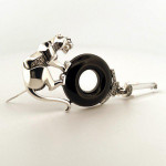 Sterling Silver Panther Brooch Art Deco Style With Onyx Emerald Eyes Marcasite Pearl And Crystal Drop