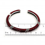 Sterling Silver Bangle With Red Enamel And Marcasite Hinged Design