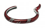 Sterling Silver Bangle With Red Enamel And Marcasite Hinged Design